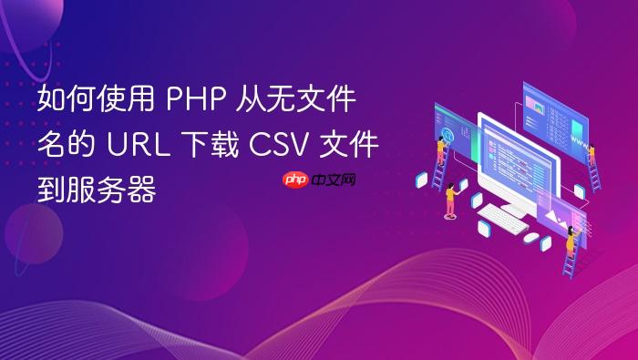 如何使用 PHP 从无文件名的 URL 下载 CSV 文件到服务器