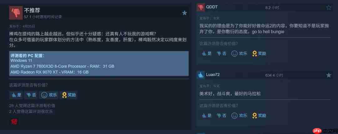 Bungie宣布停更《命运2》后 《马拉松》遭差评轰炸