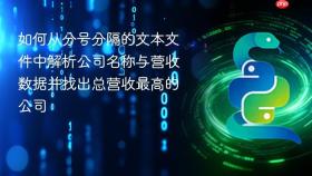 如何从分号分隔的文本文件中解析公司名称与营收数据并找出总营收最高的公司