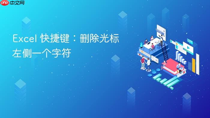 excel 快捷键:删除光标左侧一个字符