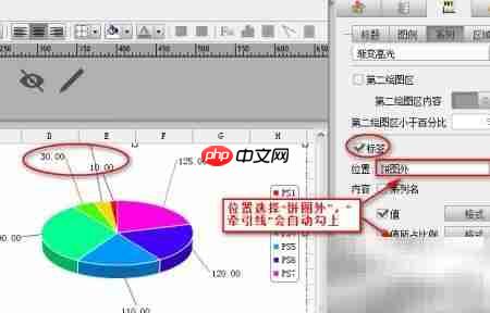 FineReport饼图牵引线添加方法