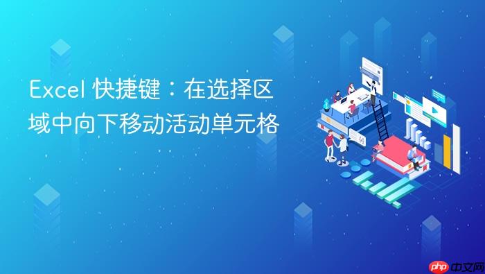 excel 快捷键:在选择区域中向下移动活动单元格