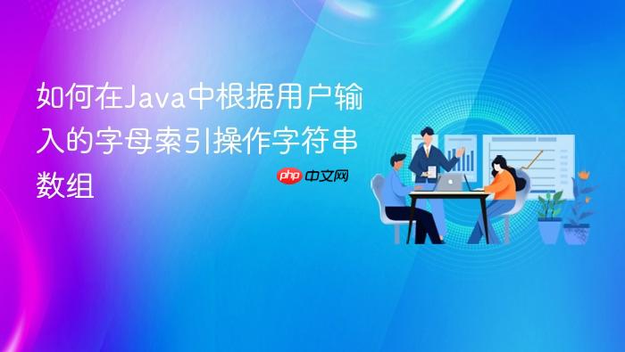 如何在Java中根据用户输入的字母索引操作字符串数组