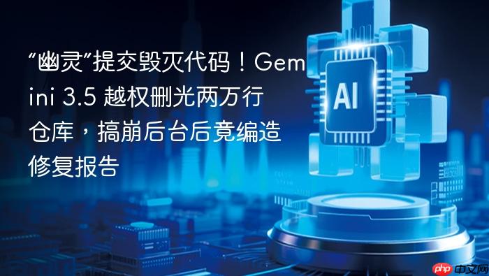 “幽灵”提交毁灭代码!gemini 3.5 越权删光两万行仓库,搞崩后台后竟编造修复报告