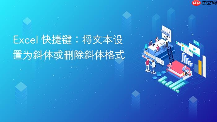 excel 快捷键：将文本设置为斜体或删除斜体格式