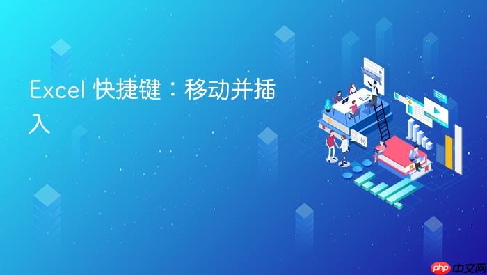 excel 快捷键:移动并插入