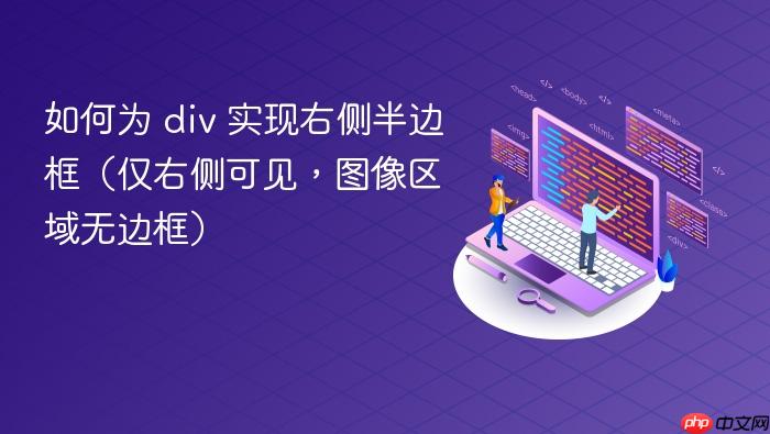 如何为 div 实现右侧半边框(仅右侧可见,图像区域无边框)
