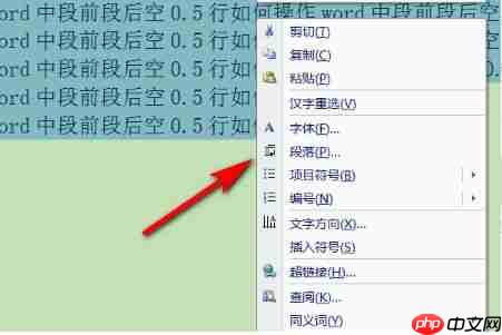 如何设置Word段前段后距