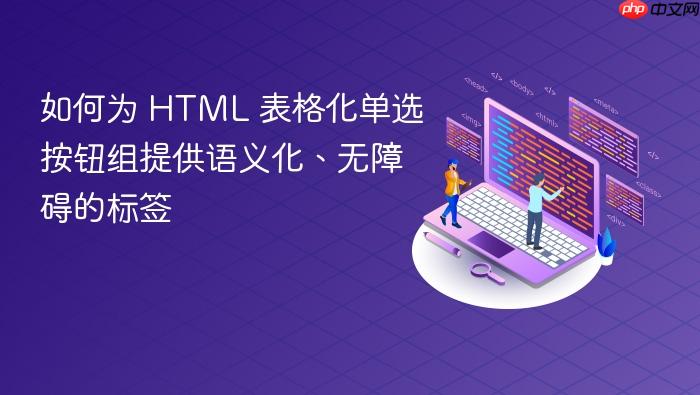 如何为 HTML 表格化单选按钮组提供语义化、无障碍的标签