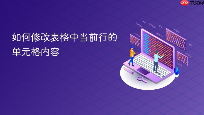如何修改表格中当前行的单元格内容
