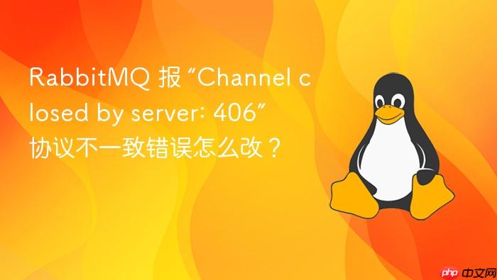 rabbitmq 报 “channel closed by server: 406” 协议不一致错误怎么改?