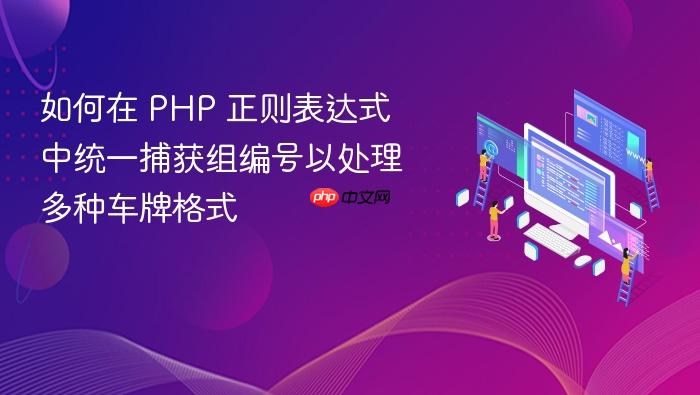 如何在 PHP 正则表达式中统一捕获组编号以处理多种车牌格式