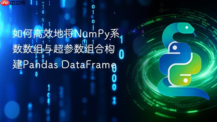 如何高效地将NumPy系数数组与超参数组合构建Pandas DataFrame
