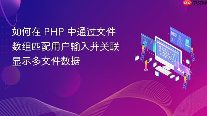 如何在 PHP 中通过文件数组匹配用户输入并关联显示多文件数据