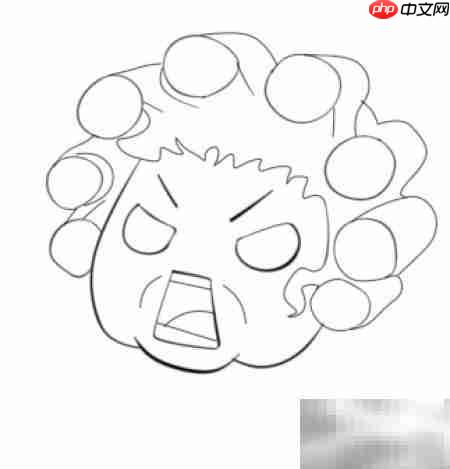 Q版包租婆气得发呆简笔画