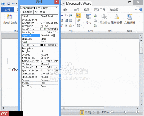 Word2010打钩控件制作