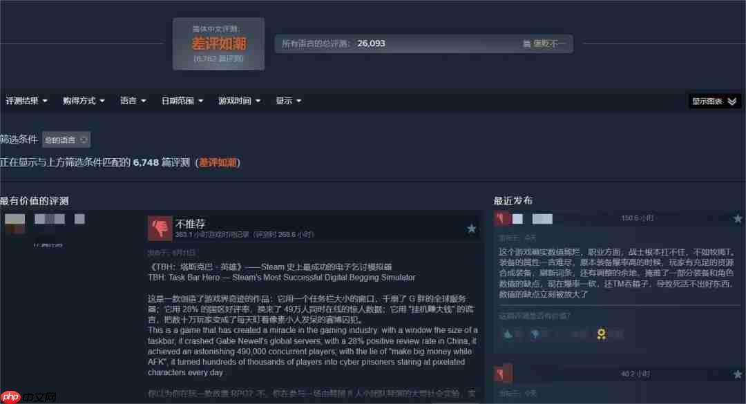 52万人在线 差评满天飞 《TBH:塔斯克巴·英雄》又火又挨骂