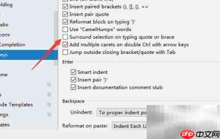 关闭IntelliJ引号大括号自动环绕
