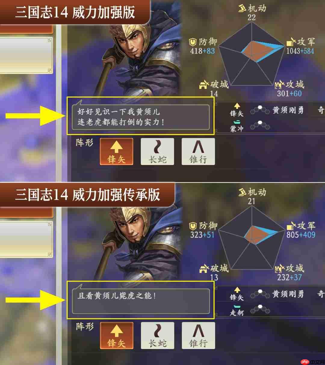 《三国志14威力加强传承版套装》汉化对比 用语简化