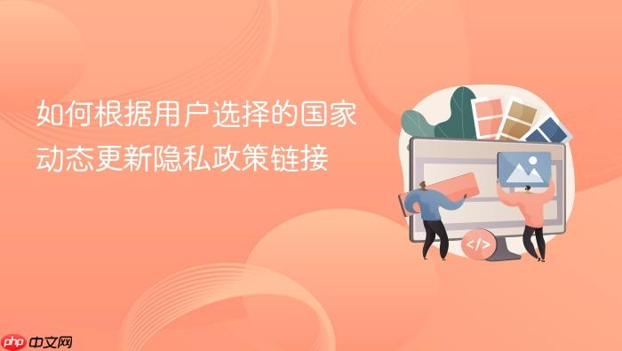如何根据用户选择的国家动态更新隐私政策链接