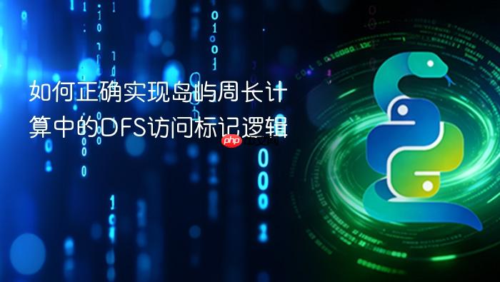 如何正确实现岛屿周长计算中的DFS访问标记逻辑
