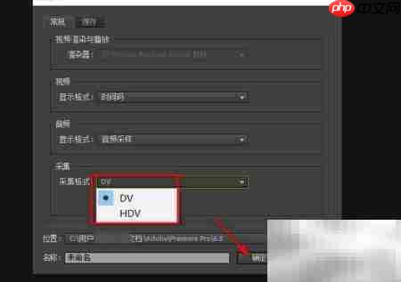 PR新建项目DV/HDV设置指南
