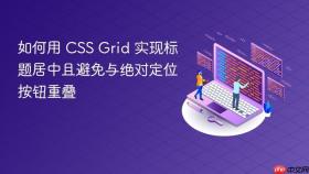 如何用 CSS Grid 实现标题居中且避免与绝对定位按钮重叠