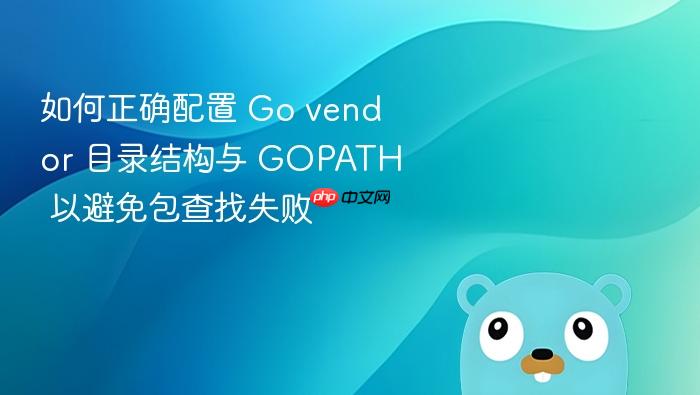 如何正确配置 Go vendor 目录结构与 GOPATH 以避免包查找失败