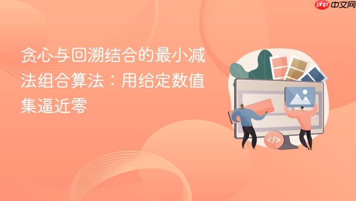 贪心与回溯结合的最小减法组合算法：用给定数值集逼近零
