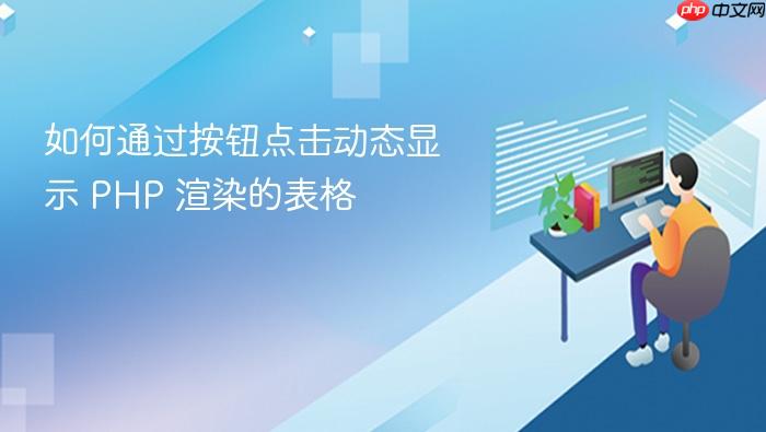 如何通过按钮点击动态显示 PHP 渲染的表格