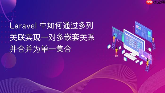 Laravel 中如何通过多列关联实现一对多嵌套关系并合并为单一集合