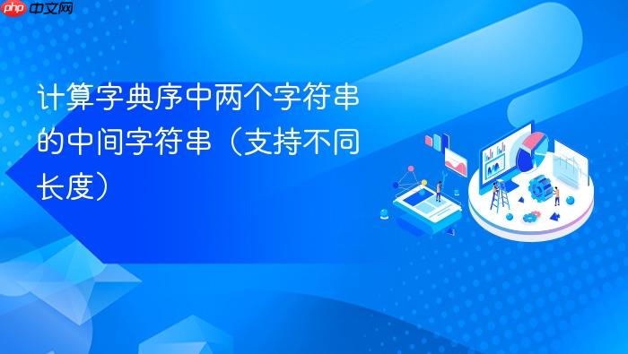 计算字典序中两个字符串的中间字符串(支持不同长度)