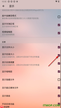 播放器OPlayer手机版设置显示目录大小的方法