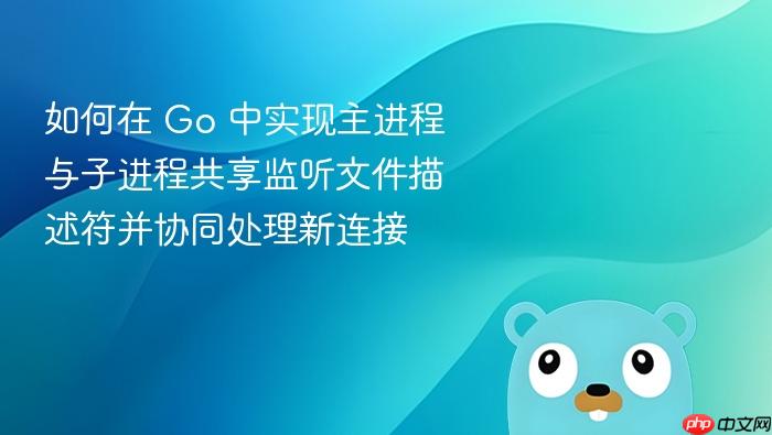 如何在 Go 中实现主进程与子进程共享监听文件描述符并协同处理新连接