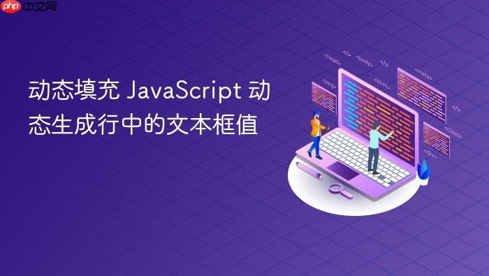 动态填充 JavaScript 动态生成行中的文本框值