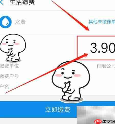 支付宝查水费用量指南