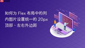 如何为 Flex 布局中的列内图片设置统一的 20px 顶部、左右外边距