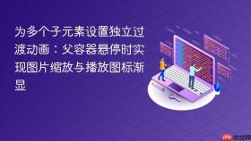为多个子元素设置独立过渡动画:父容器悬停时实现图片缩放与播放图标渐显