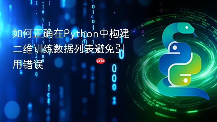 如何正确在Python中构建二维训练数据列表避免引用错误