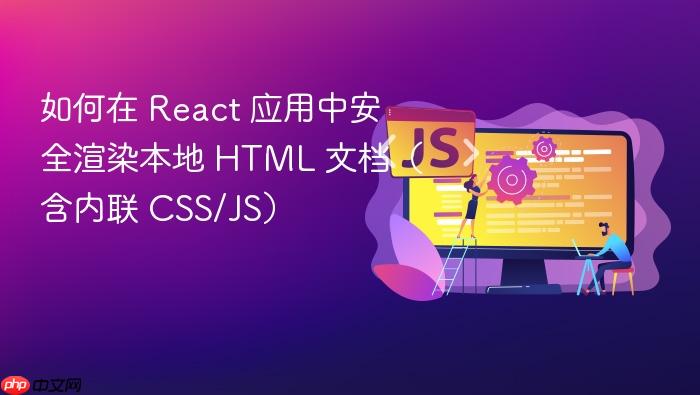 如何在 React 应用中安全渲染本地 HTML 文档(含内联 CSS/JS)