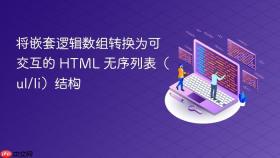 将嵌套逻辑数组转换为可交互的 HTML 无序列表(ul/li)结构