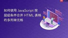 如何使用 JavaScript 按层级条件合并 HTML 表格的多列单元格
