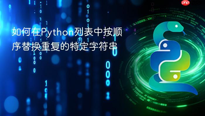 如何在Python列表中按顺序替换重复的特定字符串