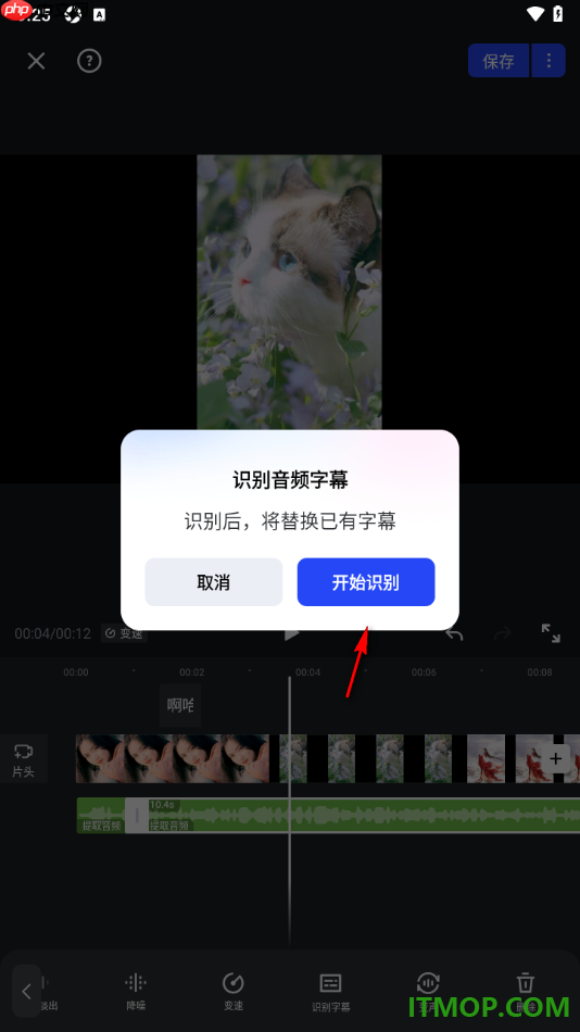 开拍手机版设置将音频中的字幕智能识别出来的方法