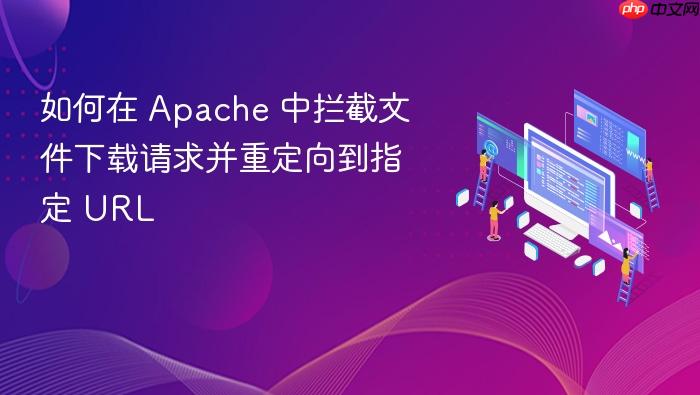 如何在 Apache 中拦截文件下载请求并重定向到指定 URL
