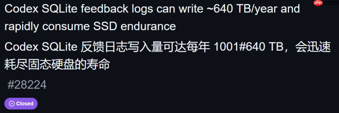 一年吃掉一块固态硬盘,Codex日志bug被骂“劣质软件”