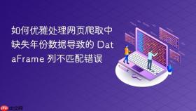 如何优雅处理网页爬取中缺失年份数据导致的 DataFrame 列不匹配错误