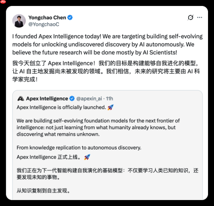 婉拒DeepMind、清华95后助理教授陈勇超官宣创业:押注自进化大模型