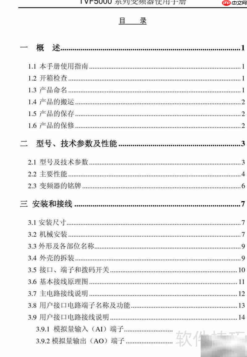 TVF5000变频器使用指南