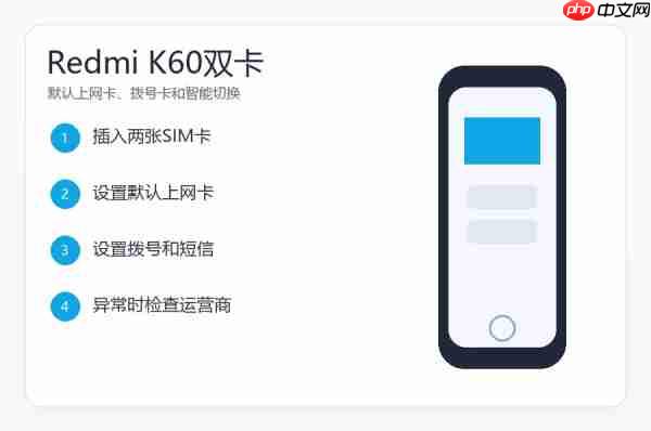 红米K60智能双卡怎么设置?默认上网卡和双卡切换教程